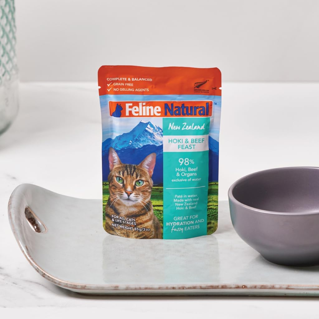 フィーラインナチュラル Feline Natural プレミアムパウチ キャットフード ホキ(白身魚)&ビーフ 85g 【12袋セット】 (コピー) (コピー)