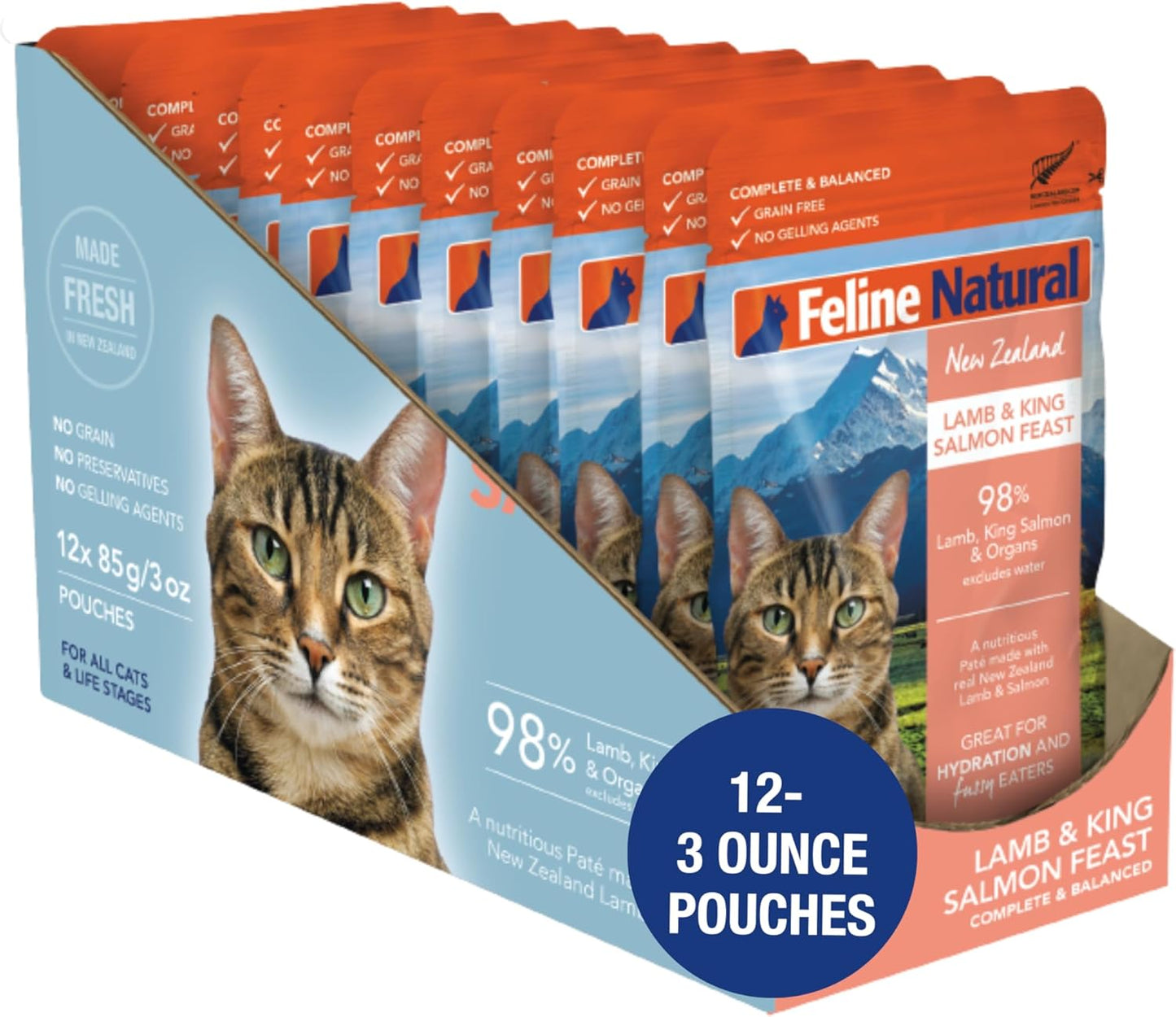 フィーラインナチュラル Feline Natural プレミアムパウチ キャットフード ラム&キングサーモン 85g 【12袋セット】 (コピー)