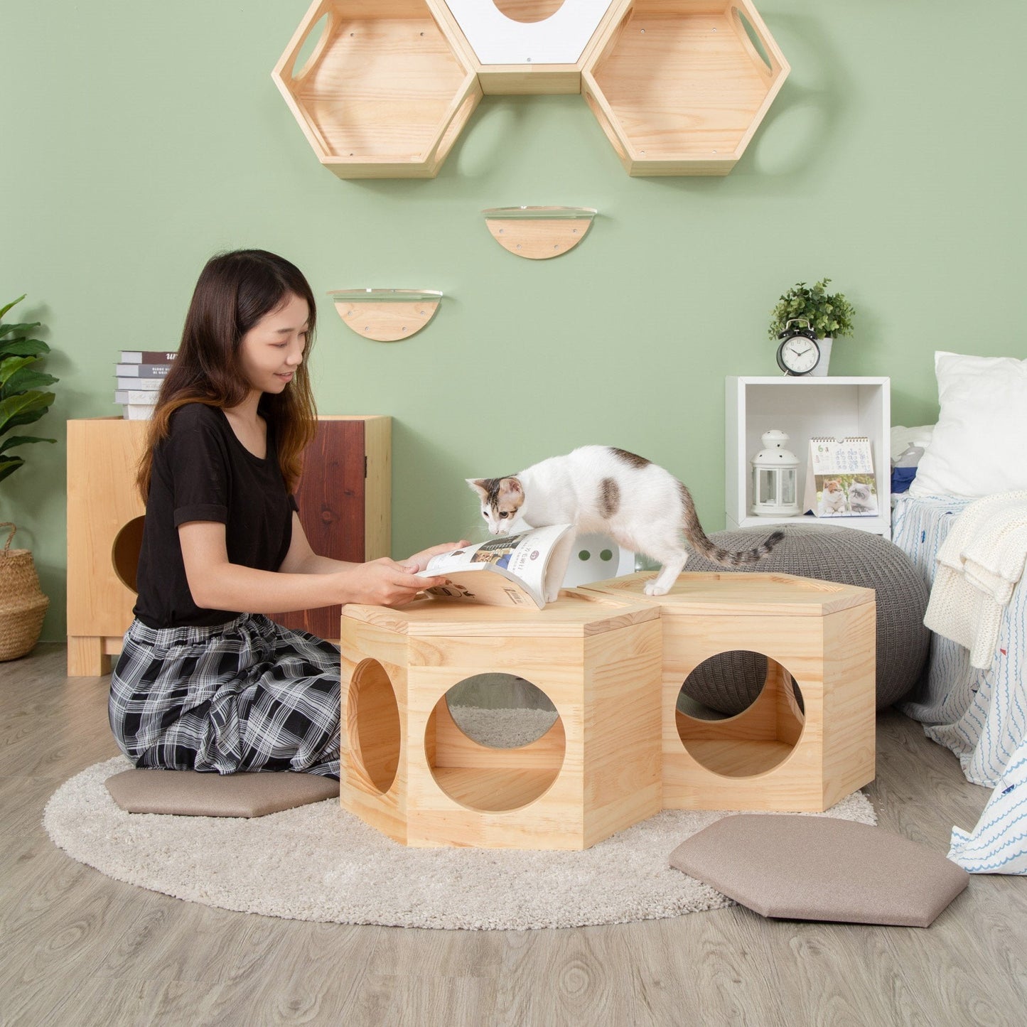 MYZOO マイズー 六角ハウス スツール ローテーブル キャットウォーク