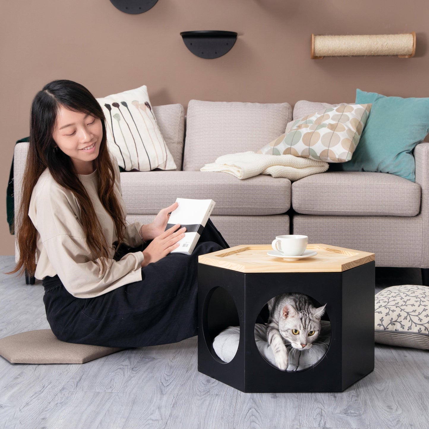 MYZOO マイズー 六角ハウス スツール ローテーブル キャットウォーク