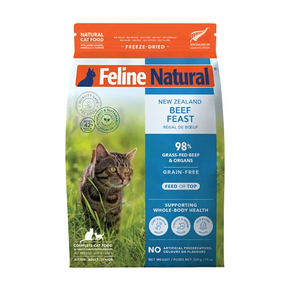 FelineNatural フィーラインナチュラル 猫用フリーズドライ　チキン＆ラム 、ラム、ラム&サーモン、ビーフ&ホキ、ビーフ、チキン　100％ナチュラル 生食キャットフード