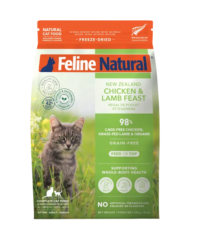 FelineNatural フィーラインナチュラル 猫用フリーズドライ　チキン＆ラム 、ラム、ラム&サーモン、ビーフ&ホキ、ビーフ、チキン　100％ナチュラル 生食キャットフード