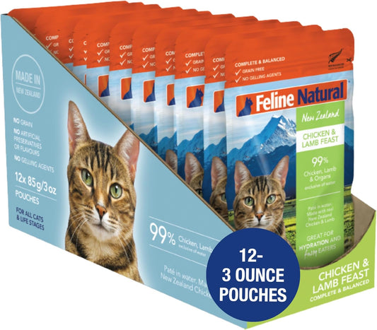 フィーラインナチュラル Feline Natural プレミアムパウチ キャットフード チキン&ラム 85g 【12袋セット】